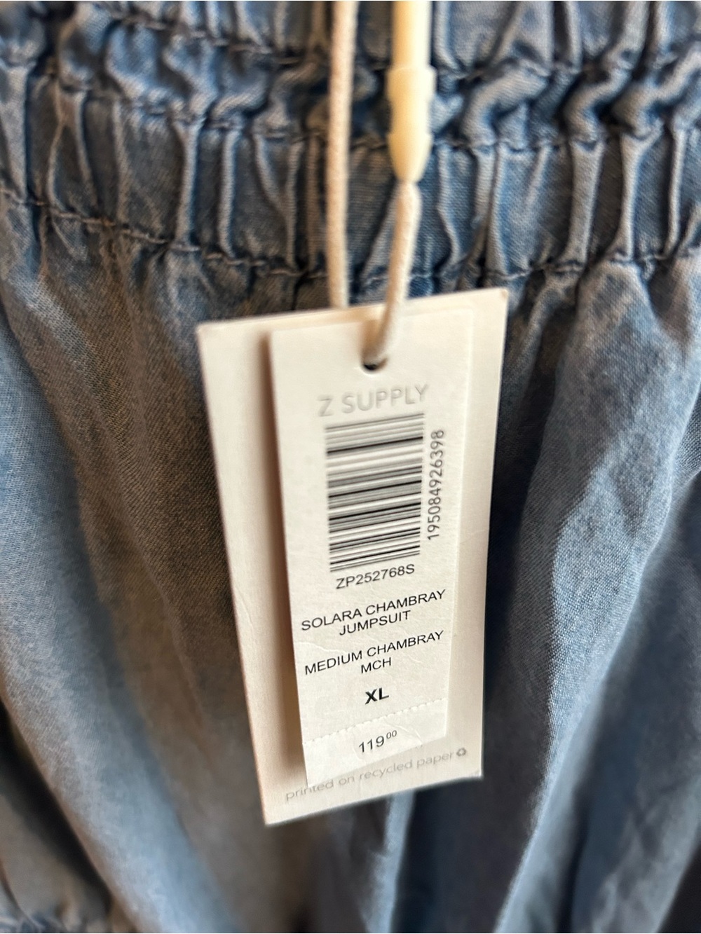 Z Supply Light Blue Sleeveless Linen-Blend Jumpsuit - Picture 4 of 6